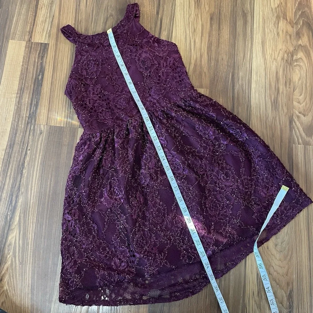 The Children's Place Lace High Neck Dress Girls 6X/7 Burgundy Holiday Sparkle